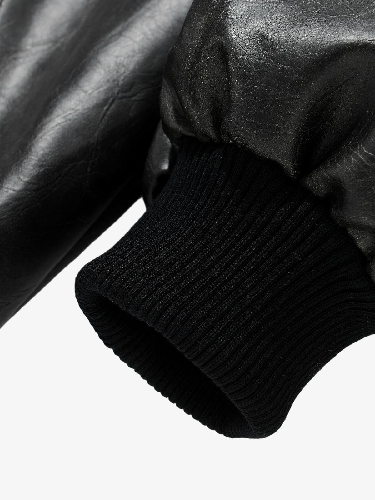 Retro Distressed Washed PU Leather Cotton Jacket-Fineriform