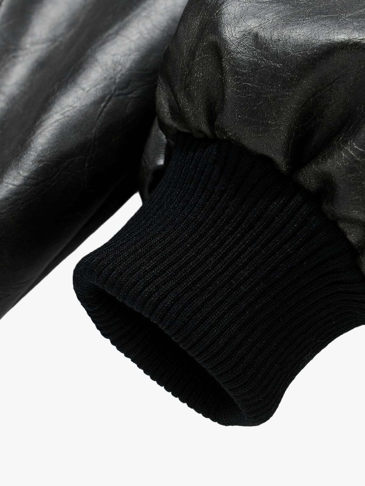 Retro Distressed Washed PU Leather Cotton Jacket-Fineriform