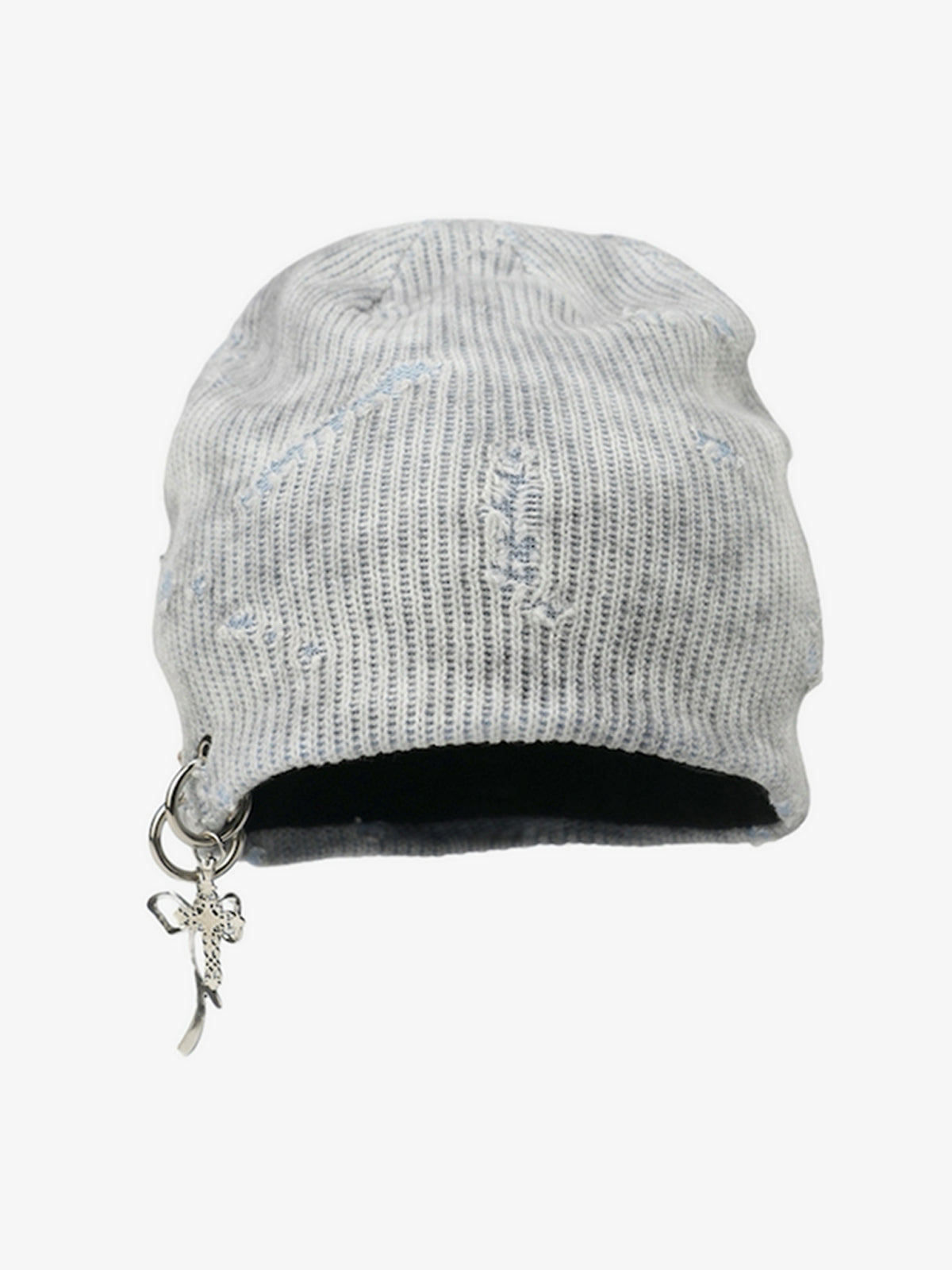 Retro Wasteland Style Distressed Knit Hanging Charm Beanie-Fineriform