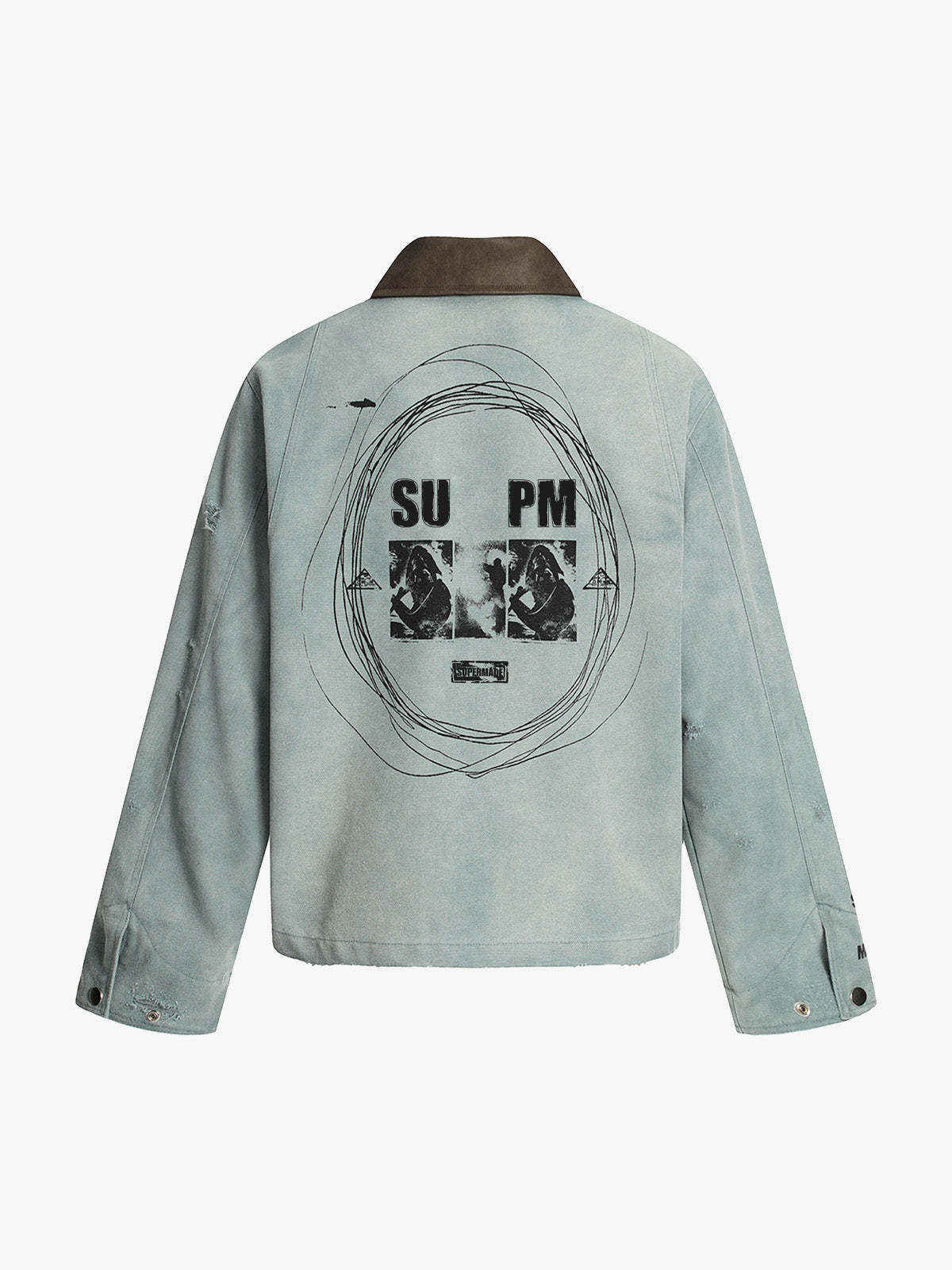 Vintage Washed Distressed Barn Work Jacket-Fineriform