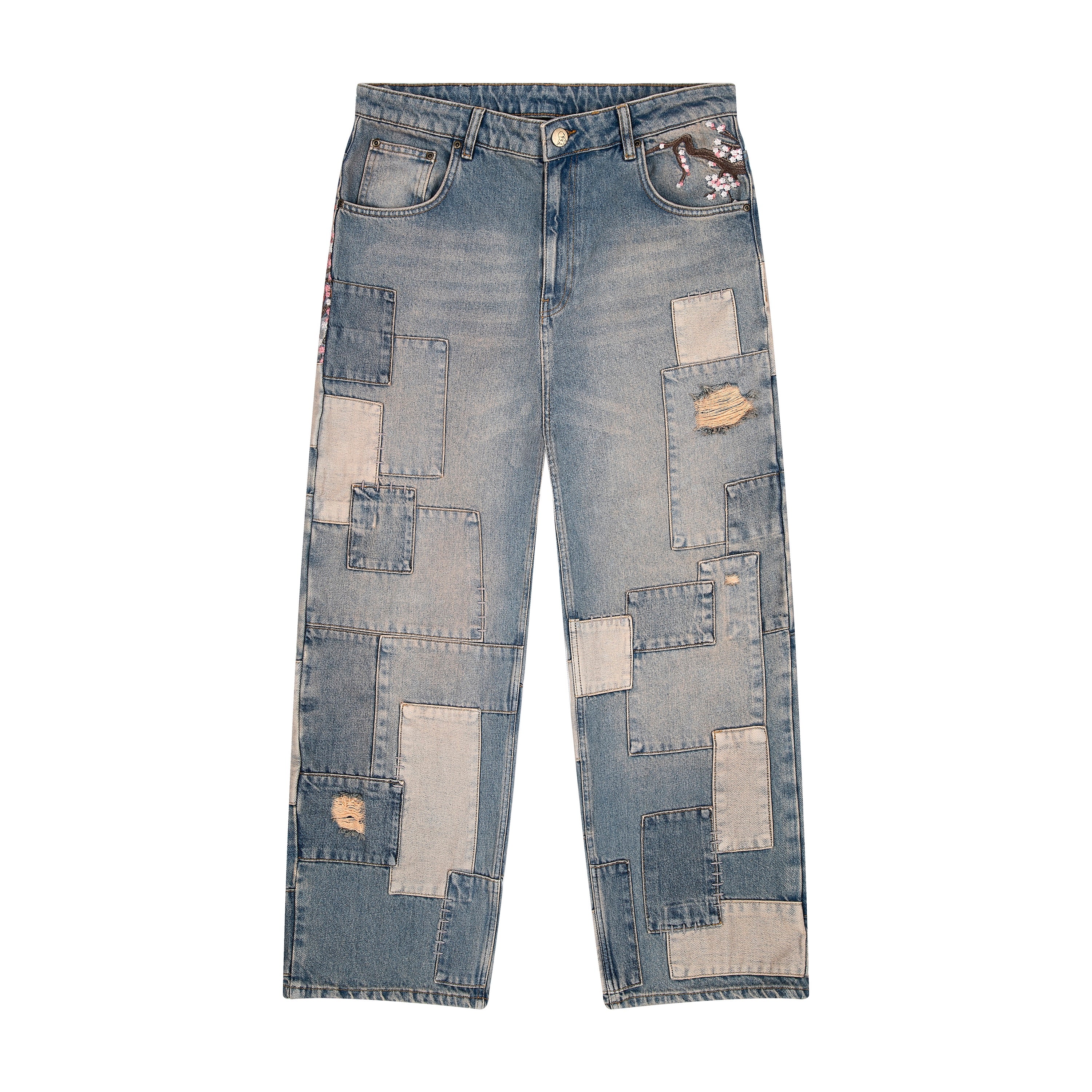 "blossom v2" patchwork Denim light blue-Fineriform