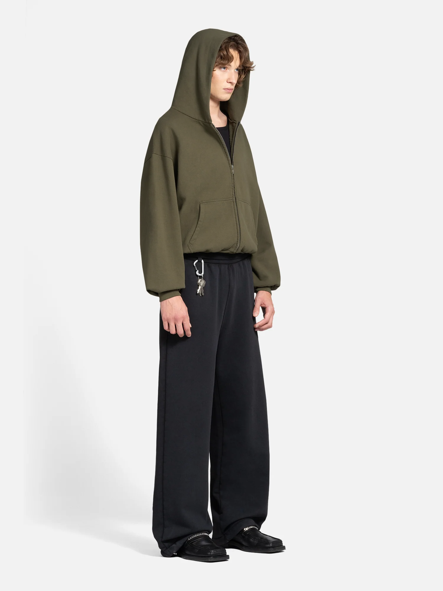 THE BLANC ZIP HOODIE - VINTAGE ARMY GREEN-Fineriform