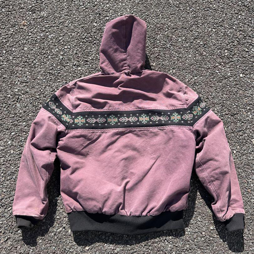 Ethnic retro pattern contrast color zipper lined jacket-Fineriform