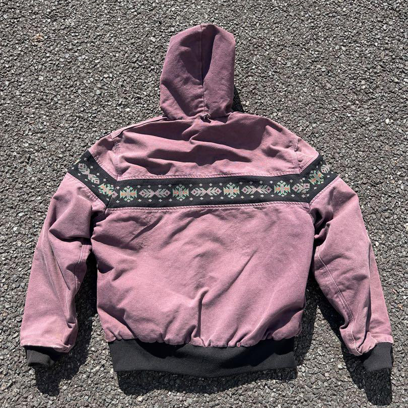 Ethnic retro pattern contrast color zipper lined jacket-Fineriform