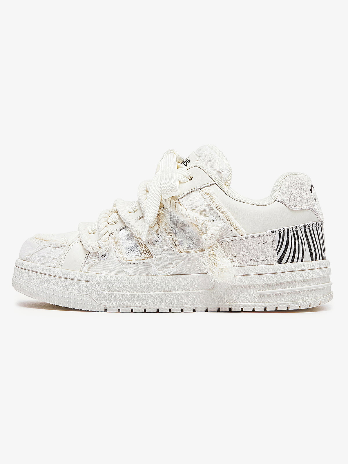 Street Contrast Color Zebra-Print Chunky Sneakers-Fineriform