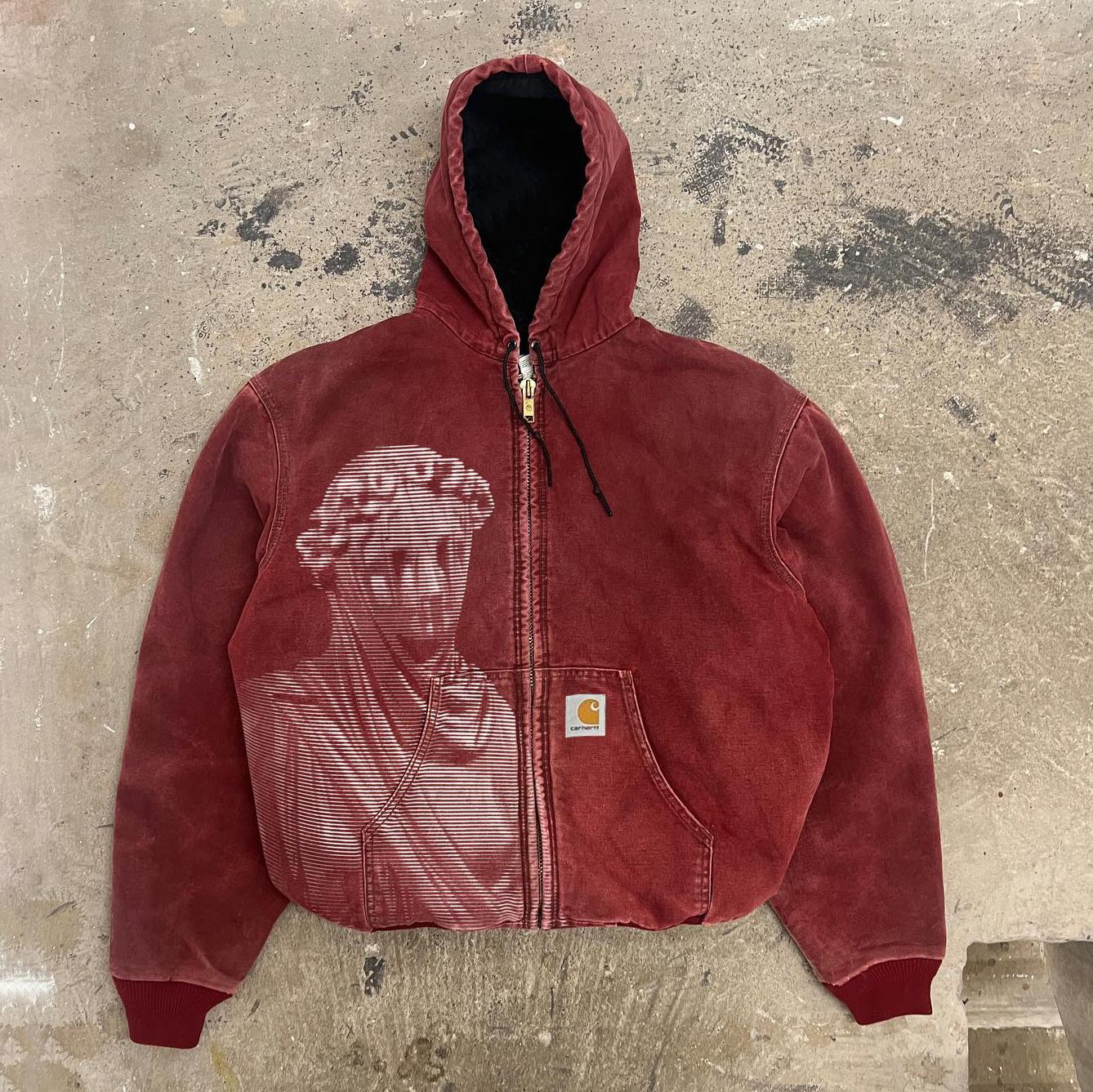 Statue Printed Long Sleeve Zipper Design Jacket-Fineriform