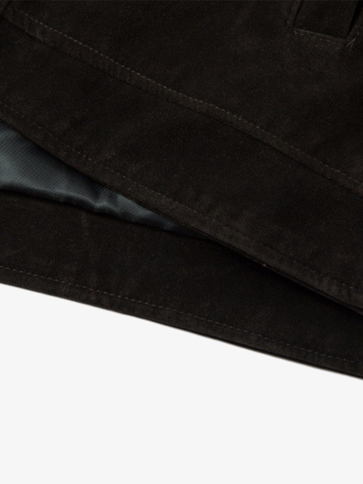 Retro Unique Metal Button Suede Lapel Bomber Jacket - 2538-Fineriform