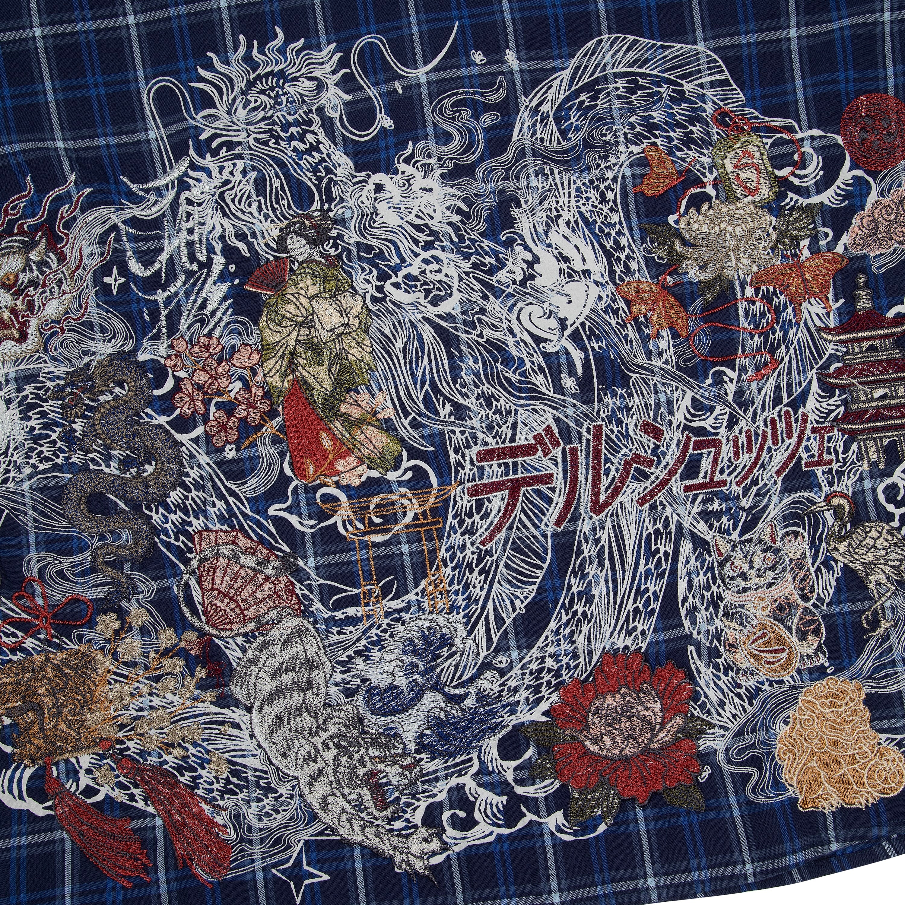 "yakuza" layered Shirt navy-Fineriform