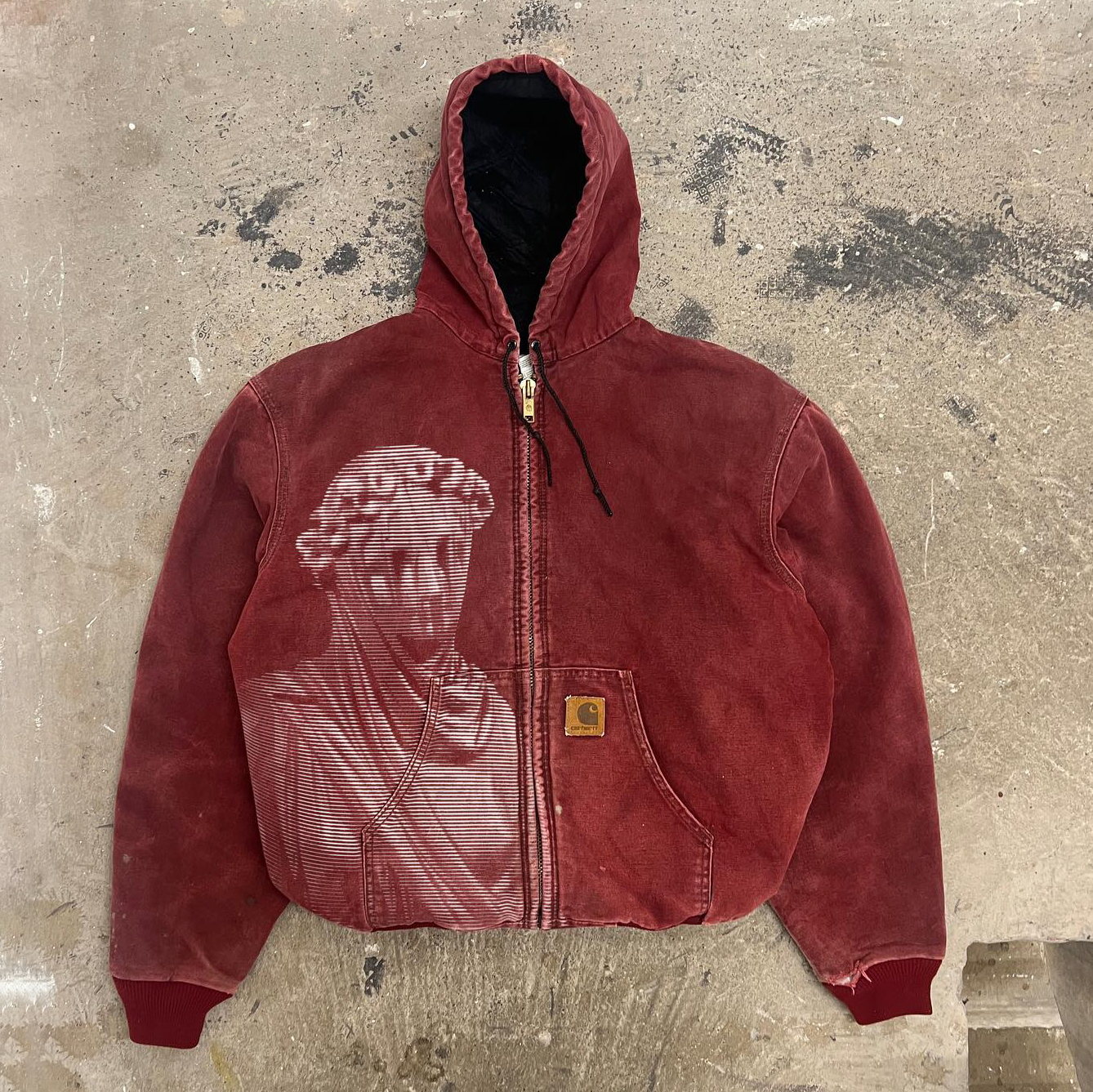 Statue Printed Long Sleeve Zipper Design Jacket-Fineriform