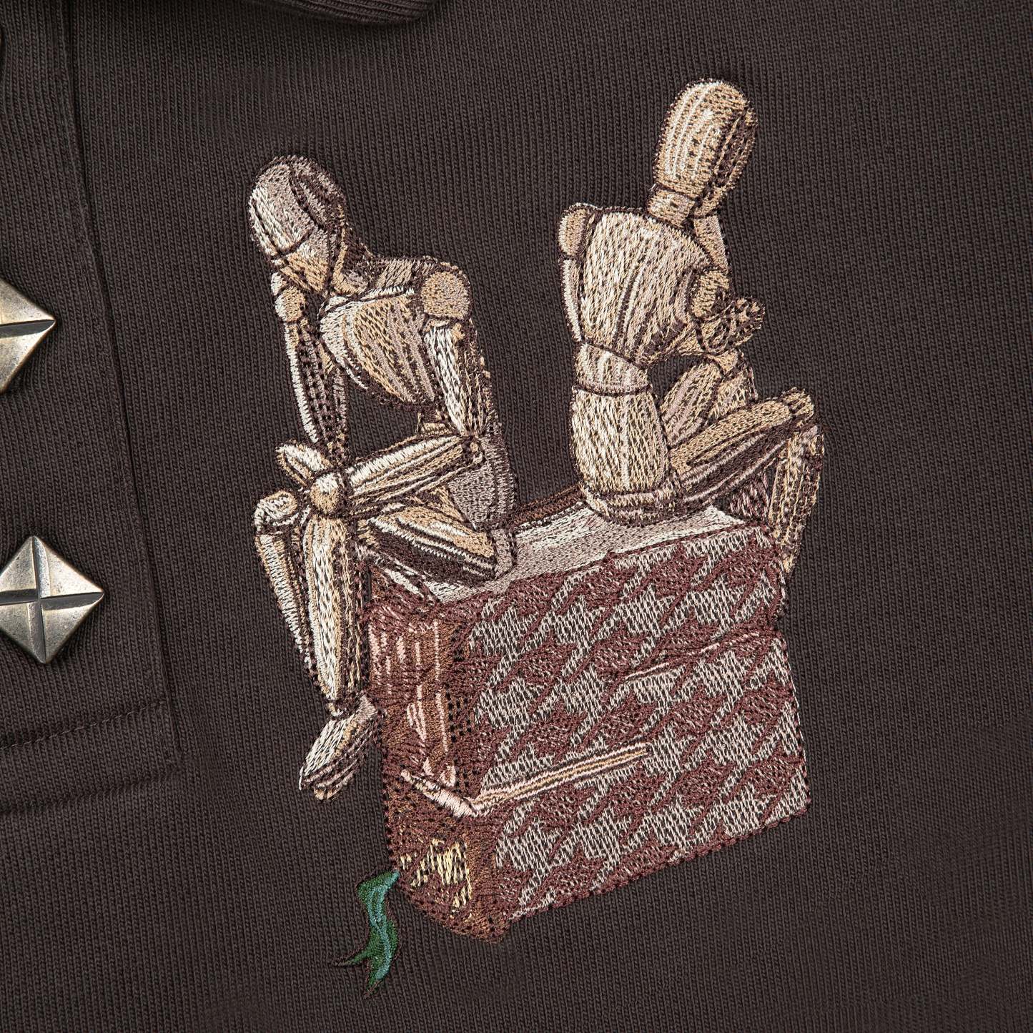 "gallery" layered Polo Sweatshirt dark brown-Fineriform