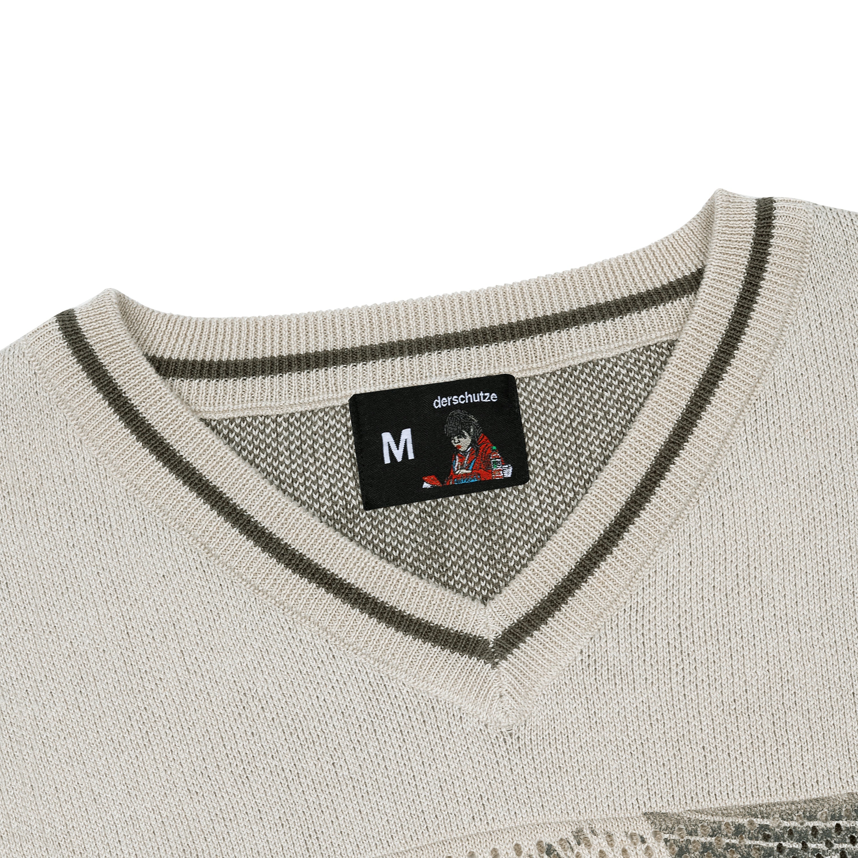 "sashiko v2" knit jersey beige-Fineriform
