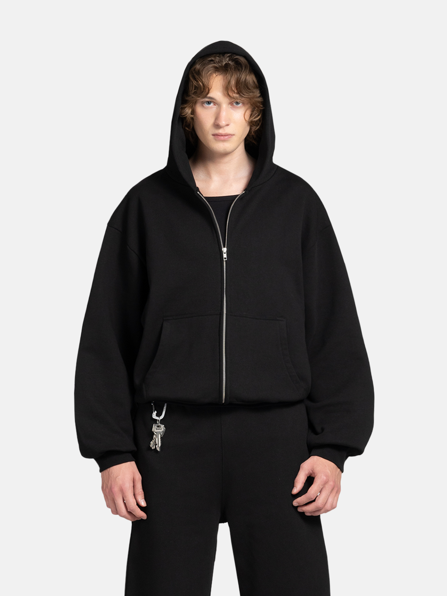 THE BLANC ZIP HOODIE - BLACK-Fineriform