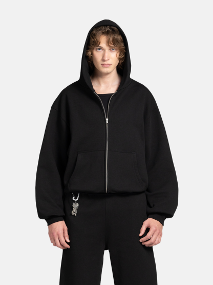 THE BLANC ZIP HOODIE - BLACK-Fineriform