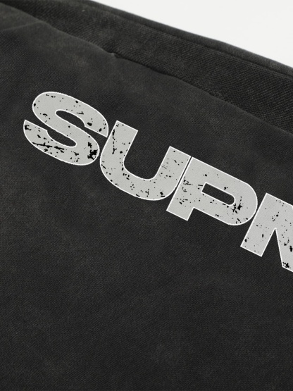 Street Washed Mottled Rivet Letter Print Baggy Sweatpants-Fineriform