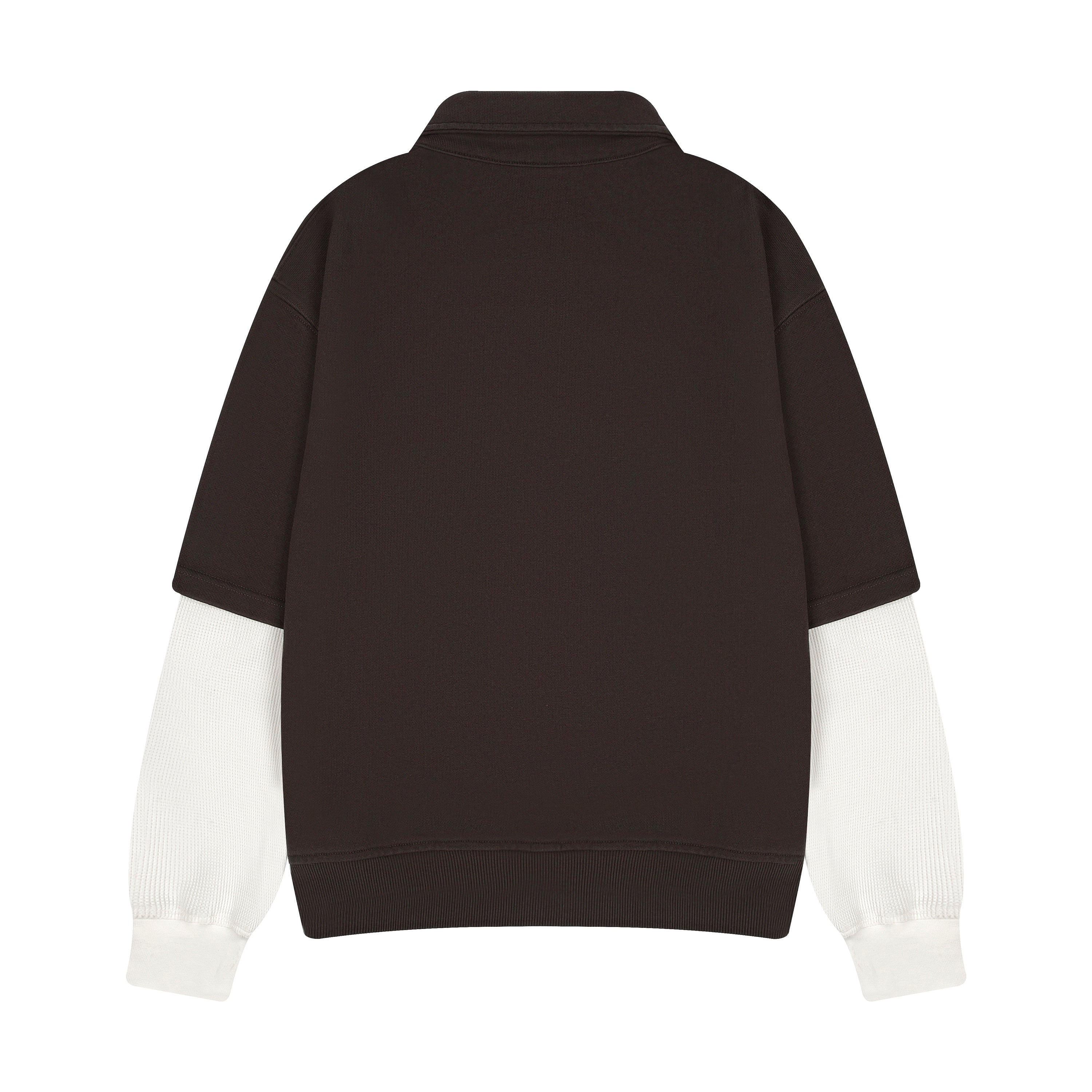 "gallery" layered Polo Sweatshirt dark brown-Fineriform
