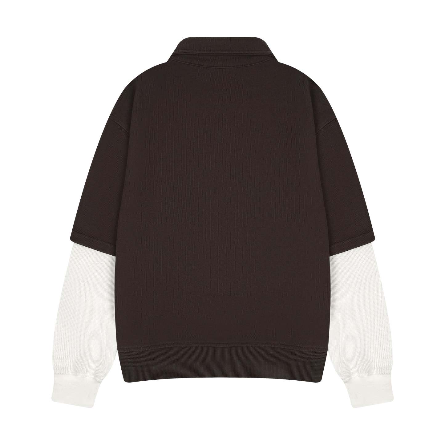 "gallery" layered Polo Sweatshirt dark brown-Fineriform