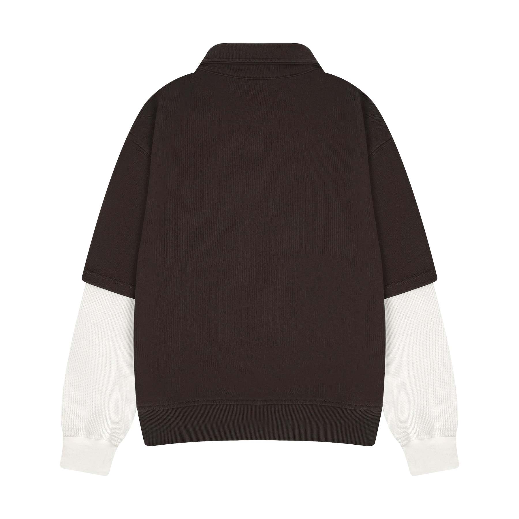 "gallery" layered Polo Sweatshirt dark brown-Fineriform