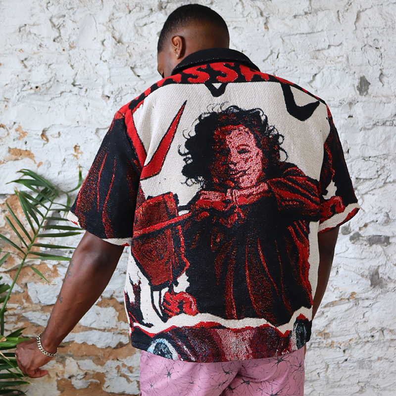 Vintage Horror Movie Tapestry Shirt Jacket-Fineriform