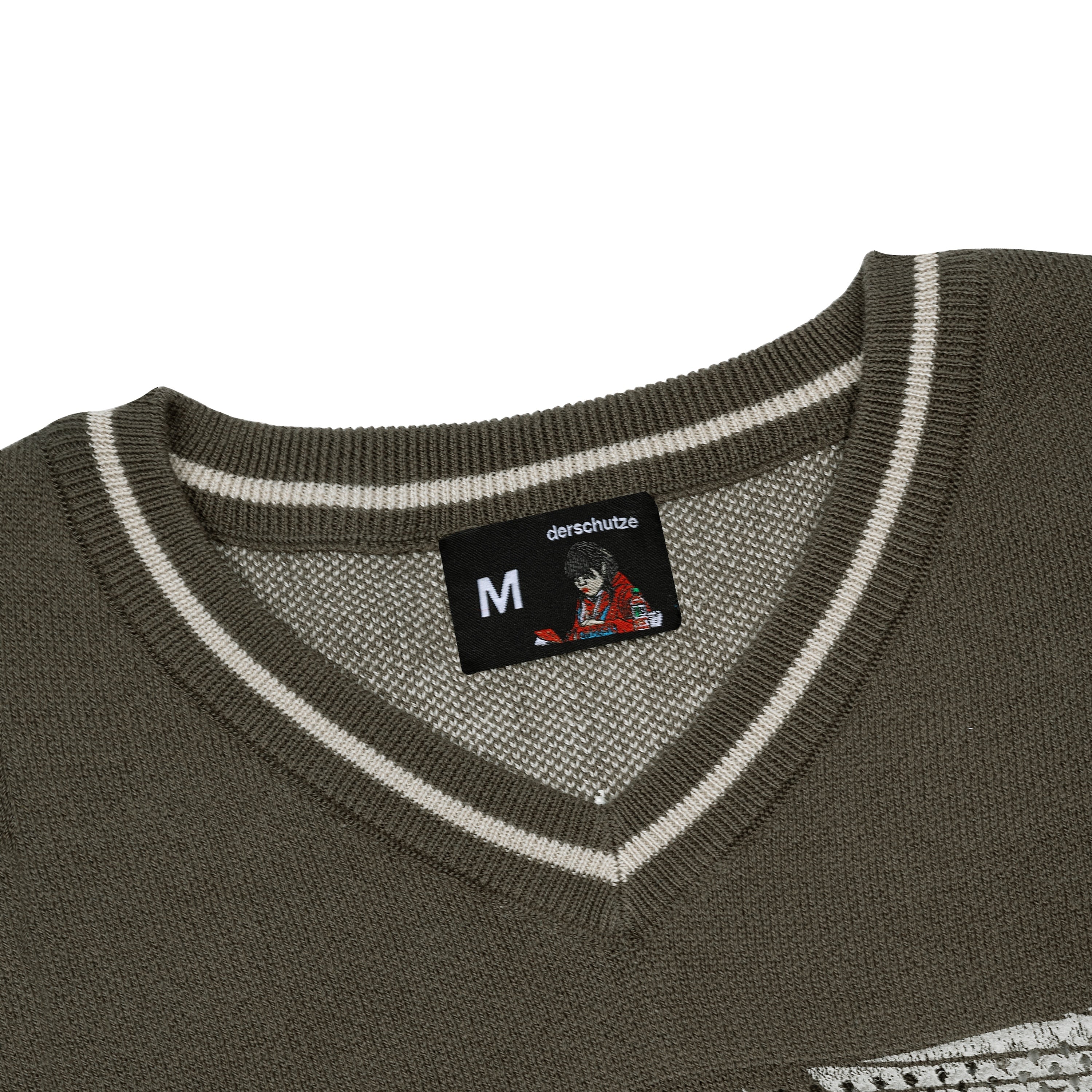 "sashiko v2" knit jersey brown-Fineriform