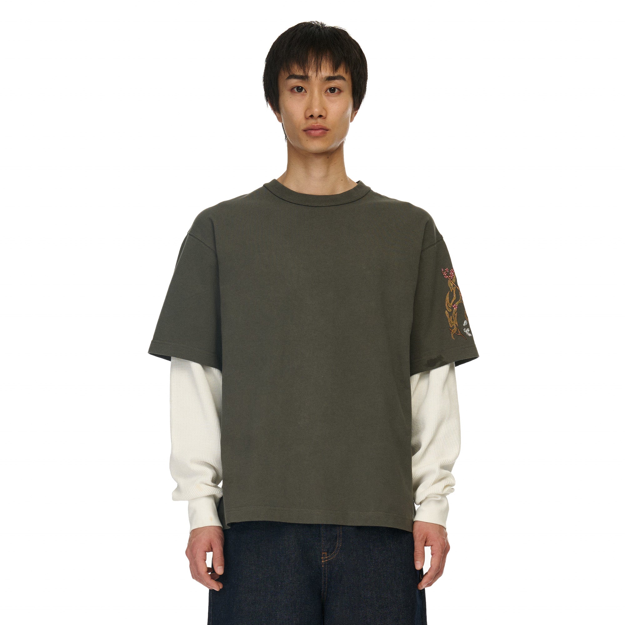 "yakuza" layered Longsleeve khaki-Fineriform