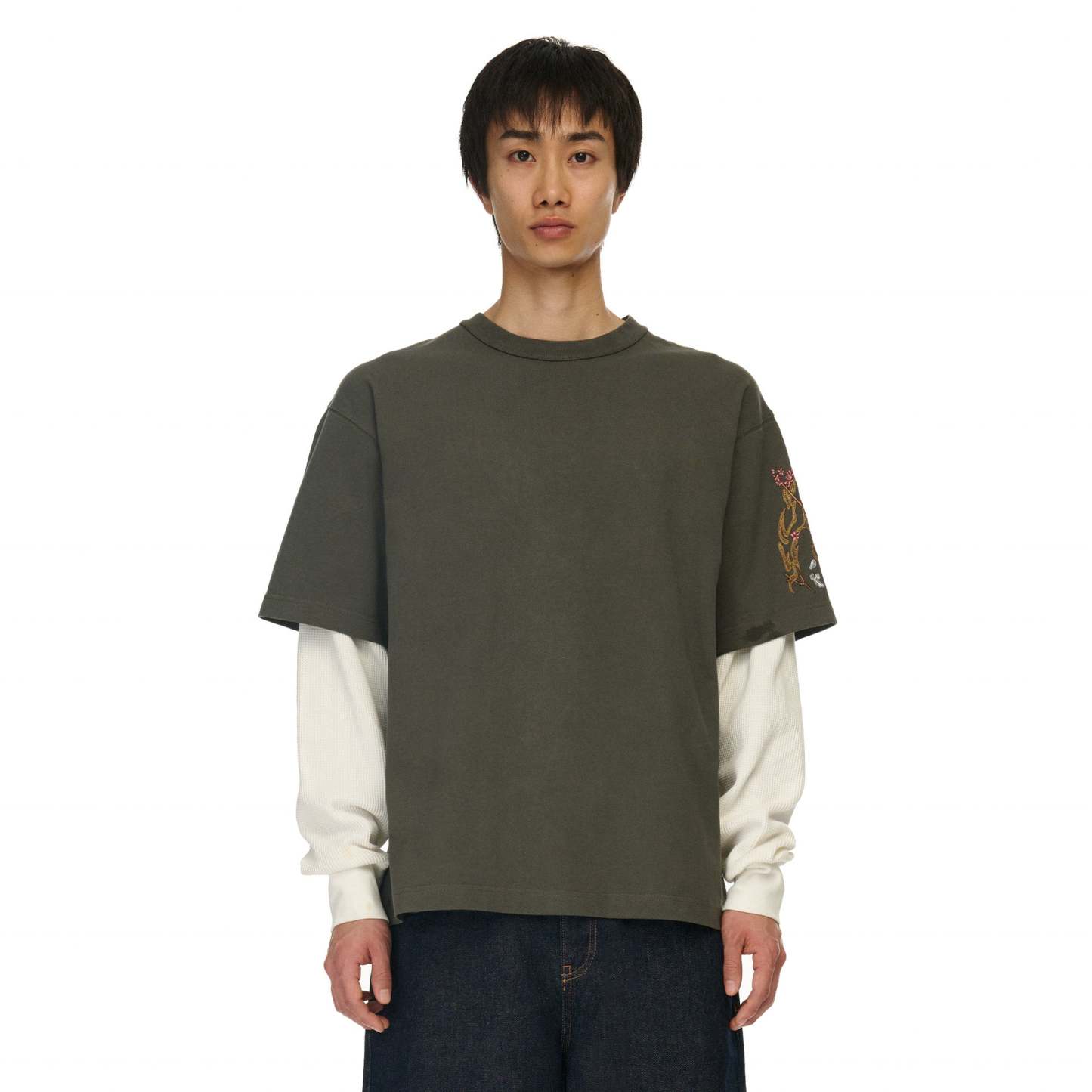 "yakuza" layered Longsleeve khaki-Fineriform