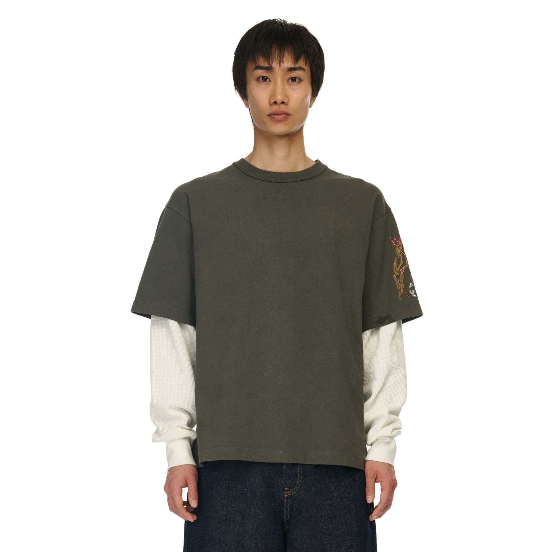 "yakuza" layered Longsleeve khaki-Fineriform