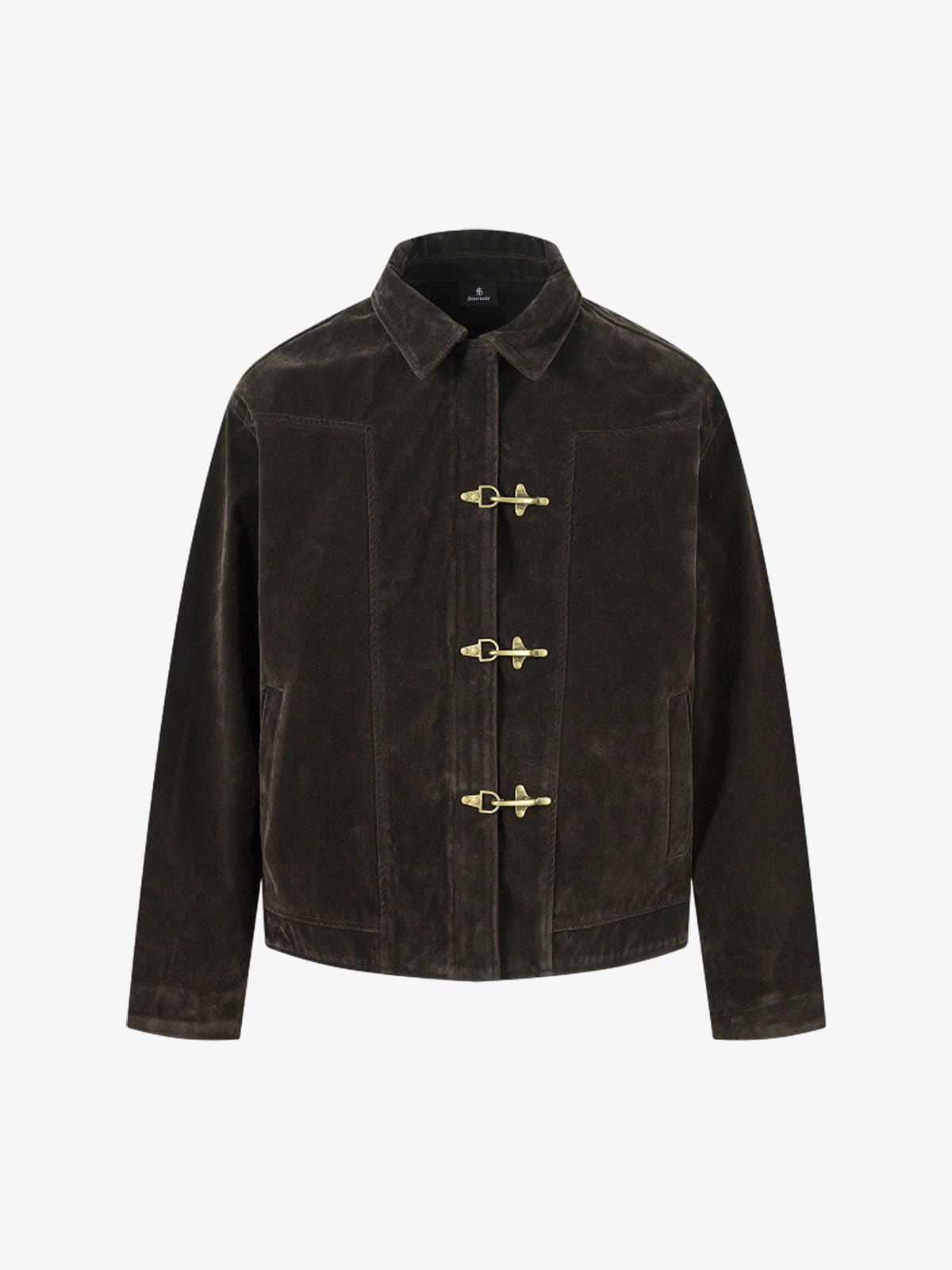 Retro Unique Metal Button Suede Lapel Bomber Jacket - 2538-Fineriform