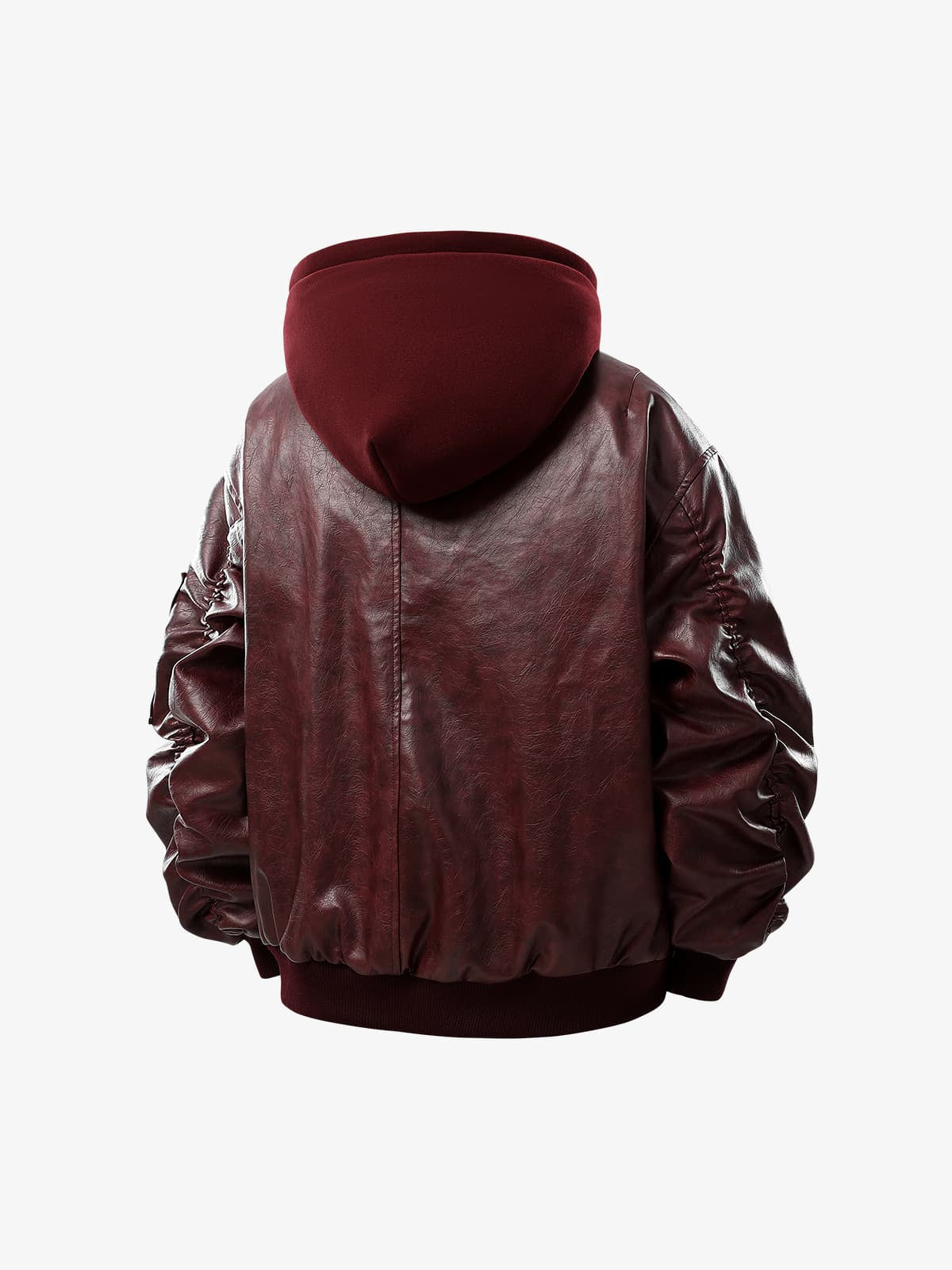 Retro Distressed Washed PU Leather Cotton Jacket-Fineriform