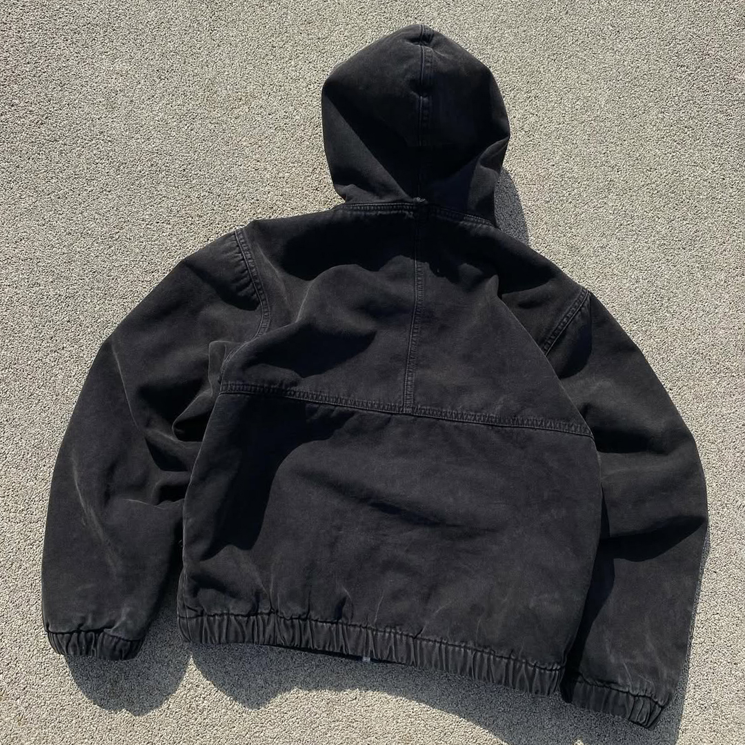 Fashion Letters Printed Long Sleeve Zip Up Hooded Jacket-Fineriform