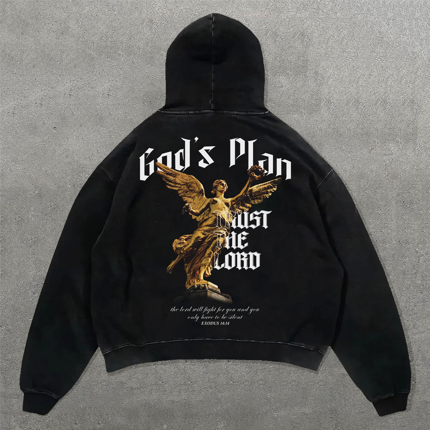 God's Plan Print Long Sleeve Hoodies-Fineriform