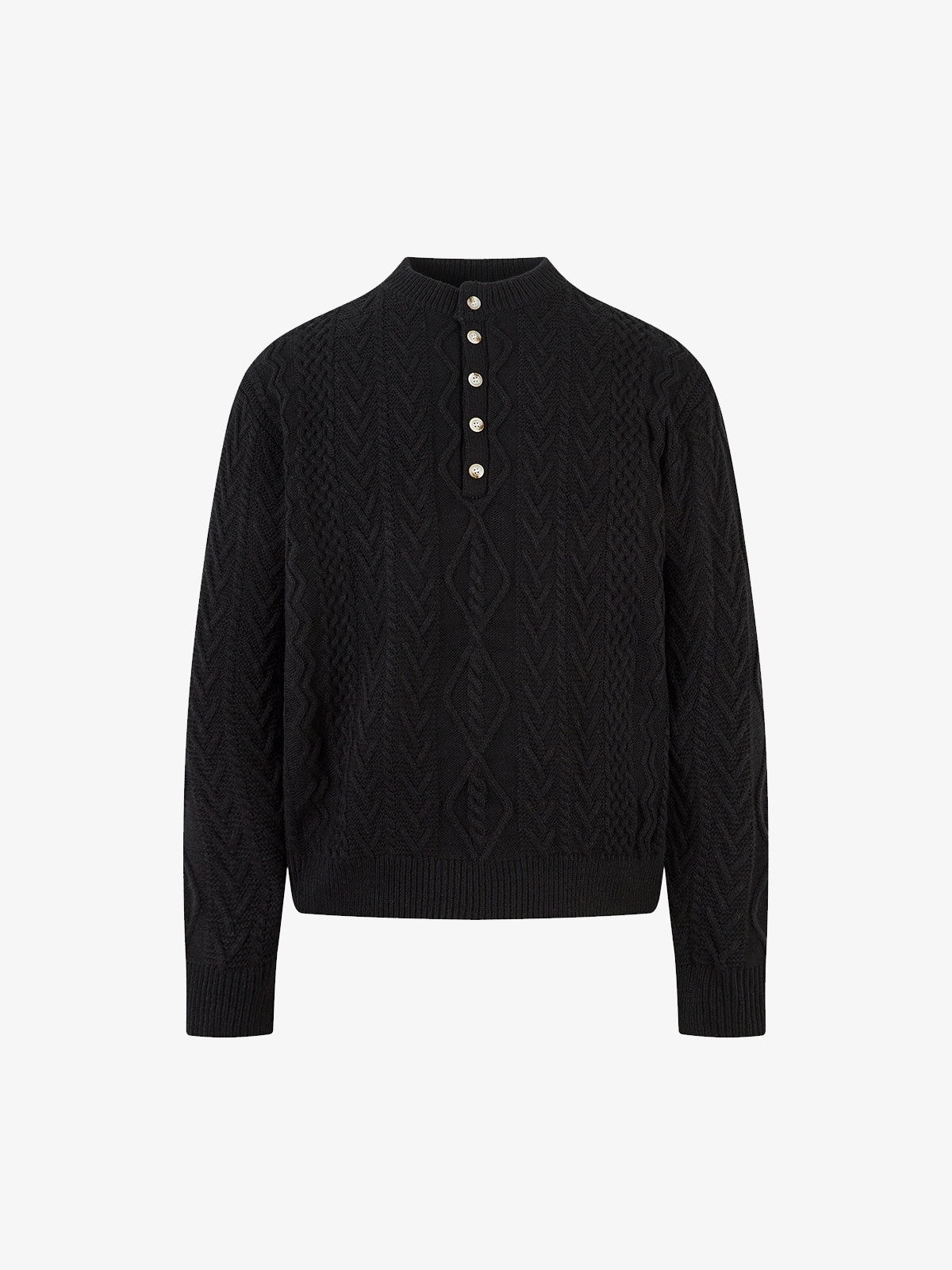 Vintage Diamond Knit Half Placket Sweater-Fineriform