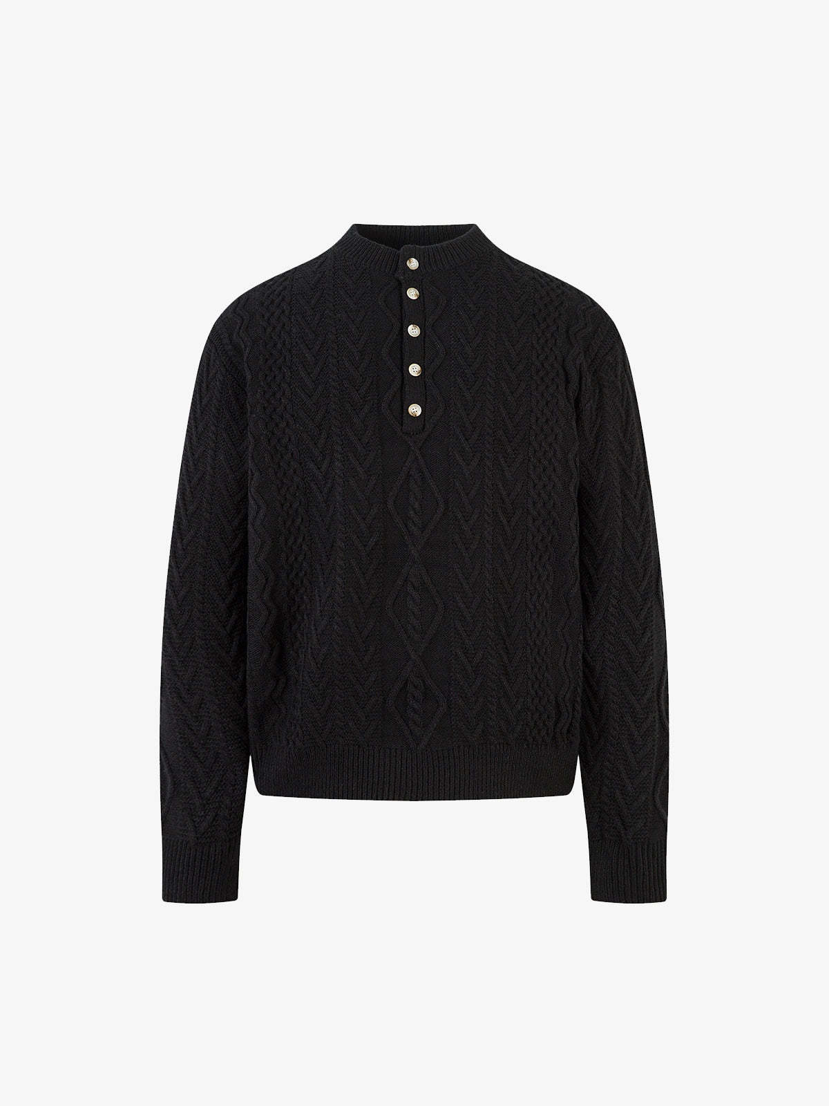 Vintage Diamond Knit Half Placket Sweater-Fineriform