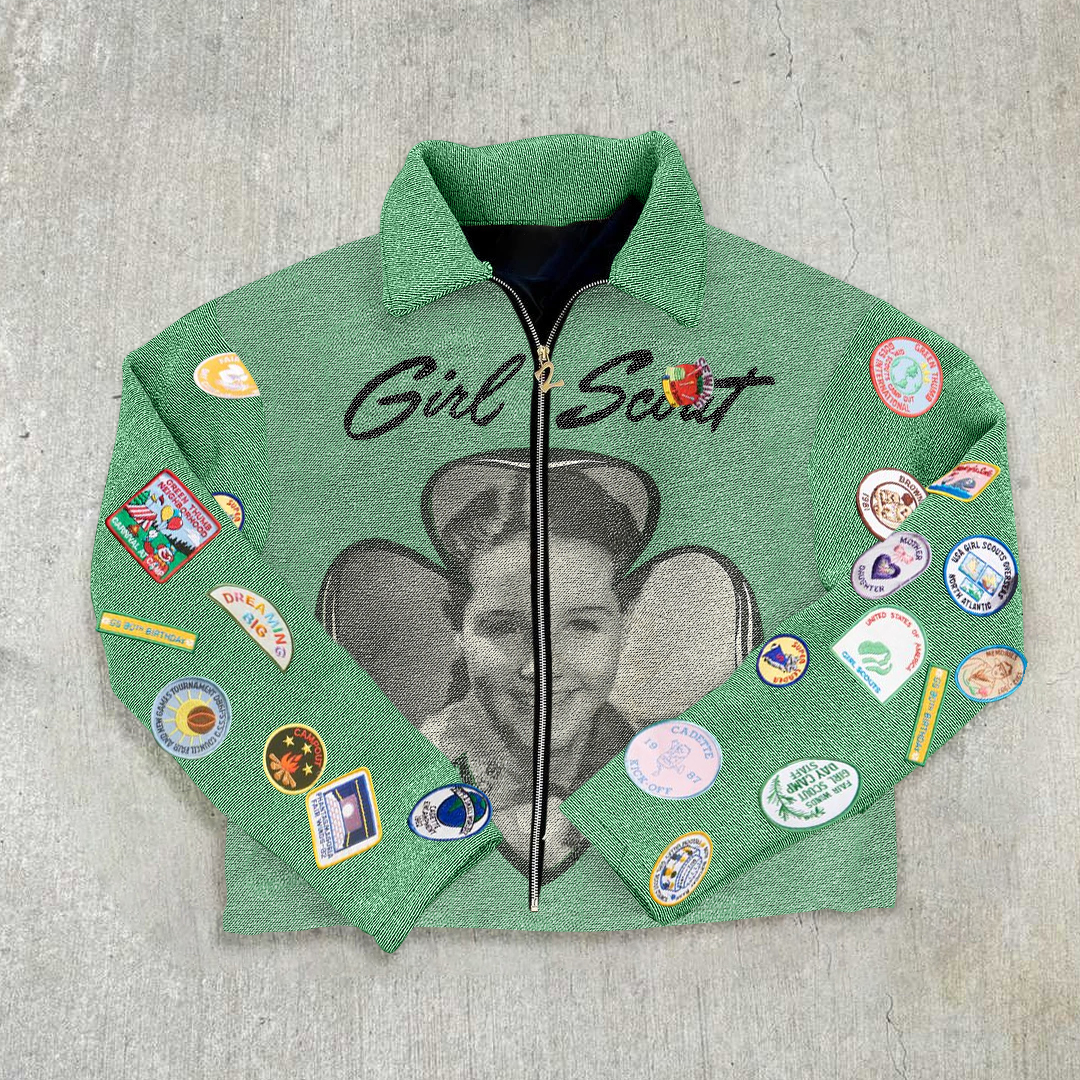 Vintage Badge Tapestry Lapel Jacket-Fineriform