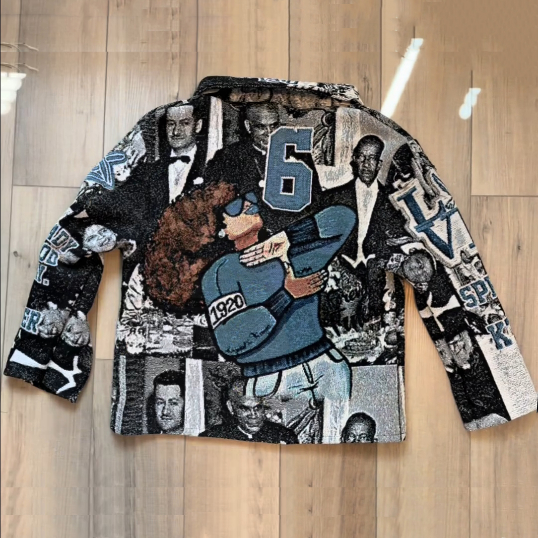 Casual Street Preppy Tapestry Zip-Up Jacket-Fineriform