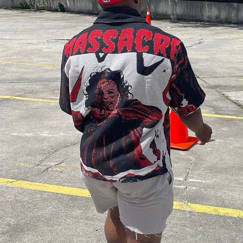 Vintage Horror Movie Tapestry Shirt Jacket-Fineriform