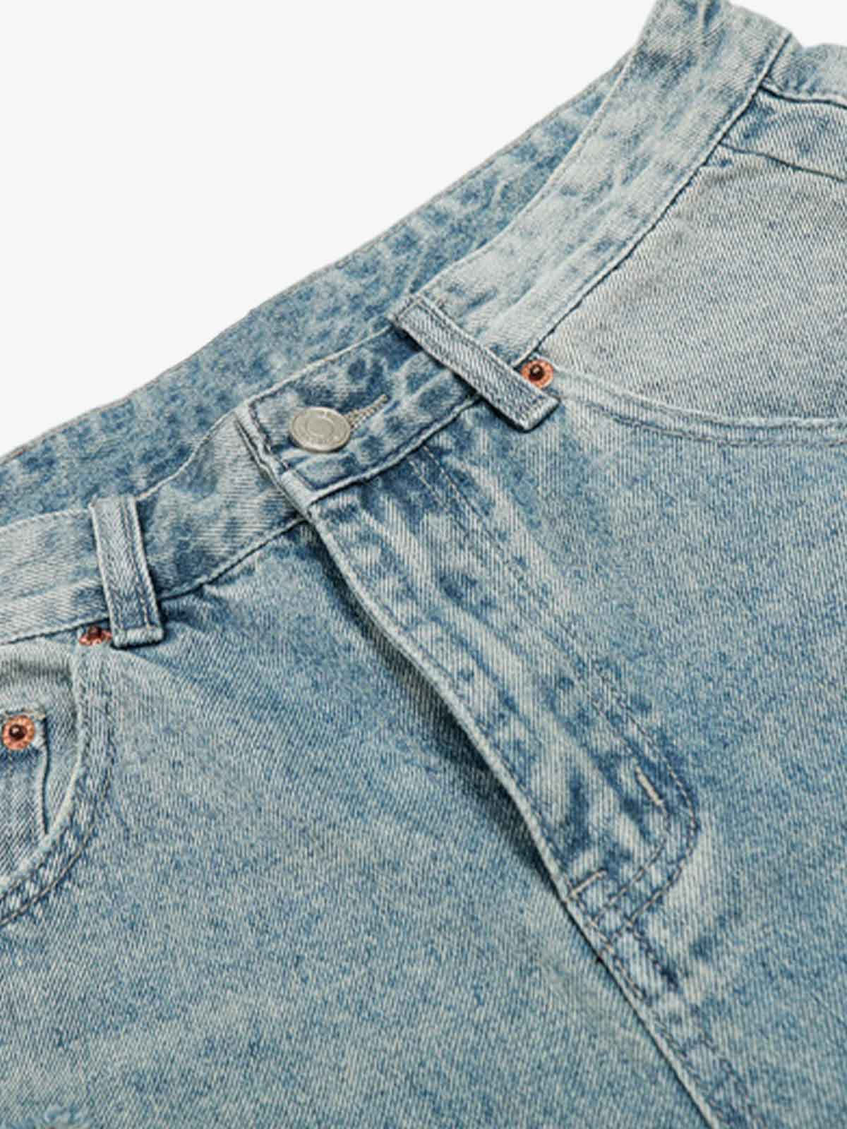 Distressed Washed Ripped Denim Jort-Fineriform