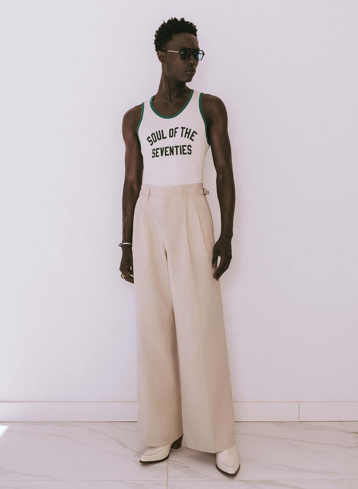 High Waisted Side Buckle Flare Trousers-Fineriform