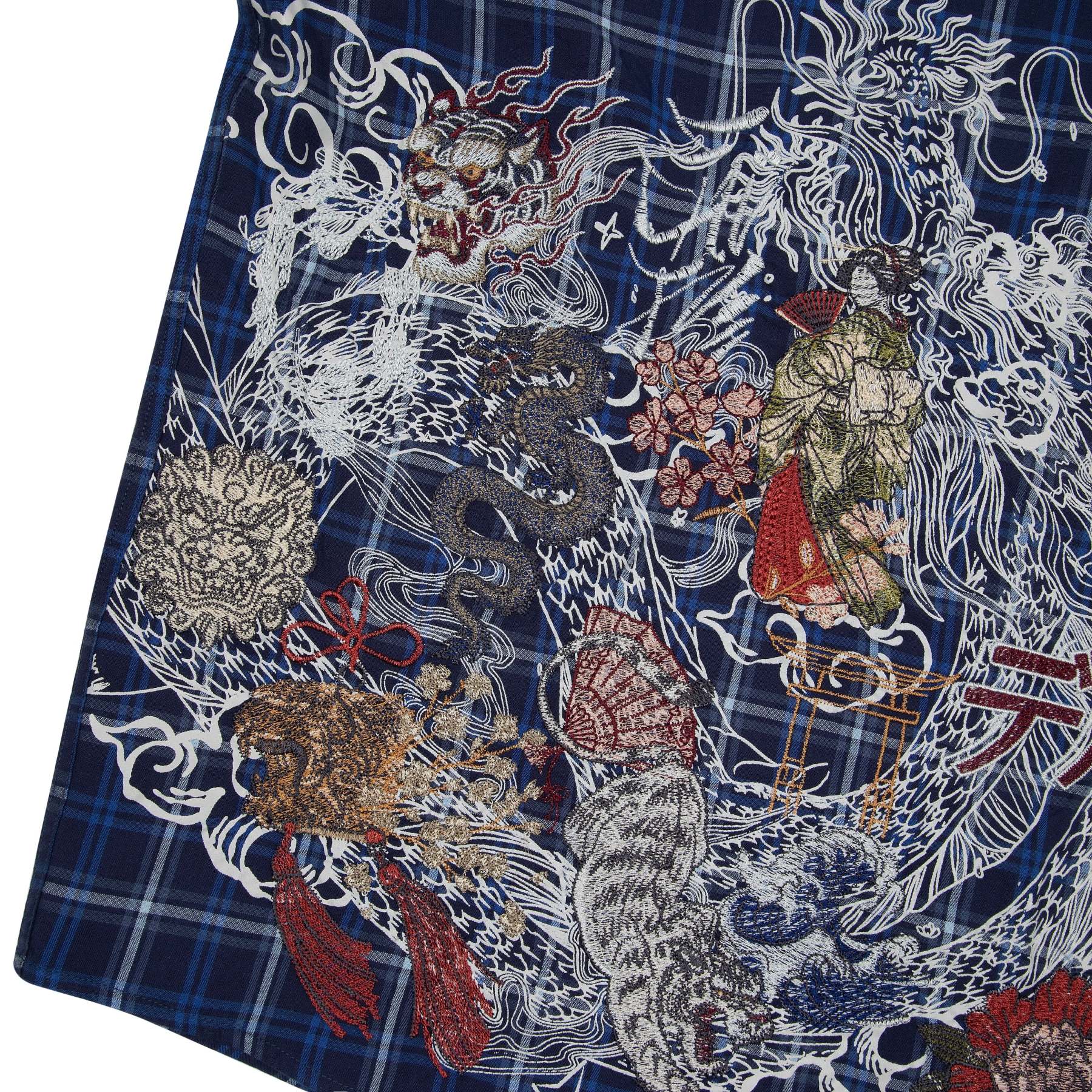 "yakuza" layered Shirt navy-Fineriform