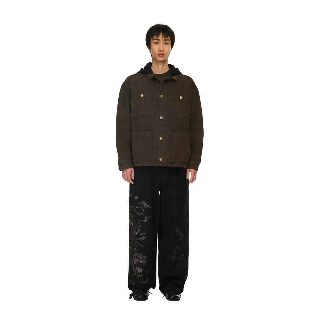 "yakuza" brown washed denim Jacket-Fineriform