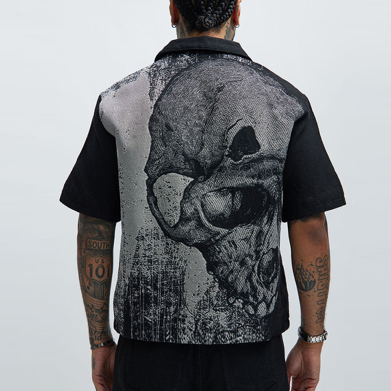 Street Skull Tapestry Shirt Jacket-Fineriform