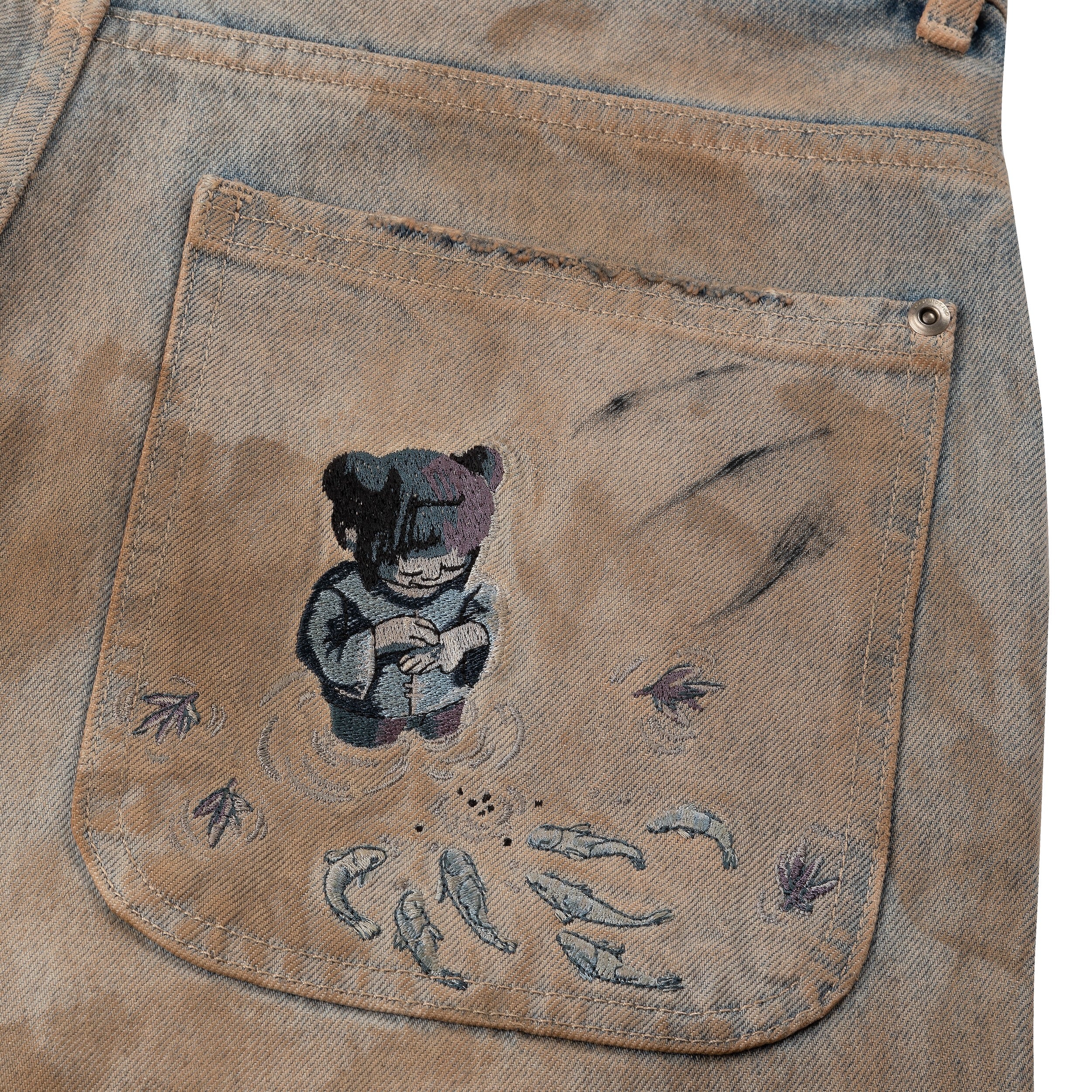 "koi fish v2" denim mud wash-Fineriform
