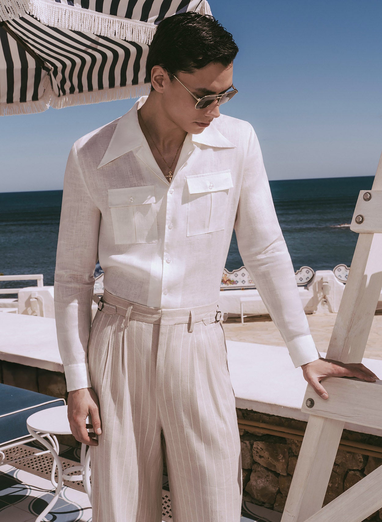 High Waisted Side Buckle Flare Trousers-Fineriform