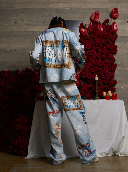 Retro Artistic Graffiti Angelic Prints Baggy Jeans-Fineriform