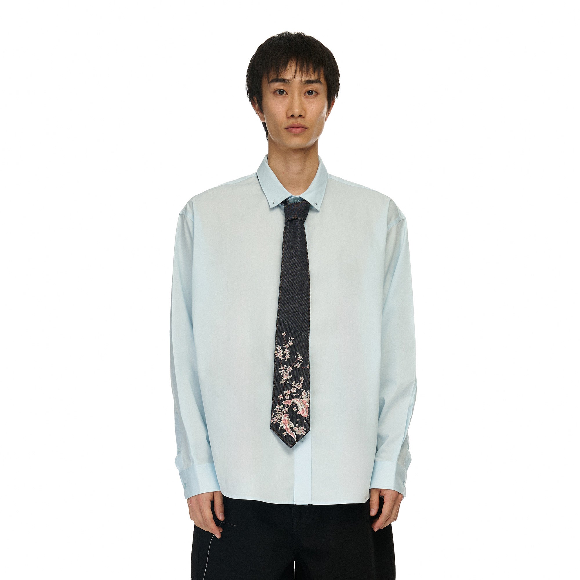 "yakuza" raw black denim tie-Fineriform