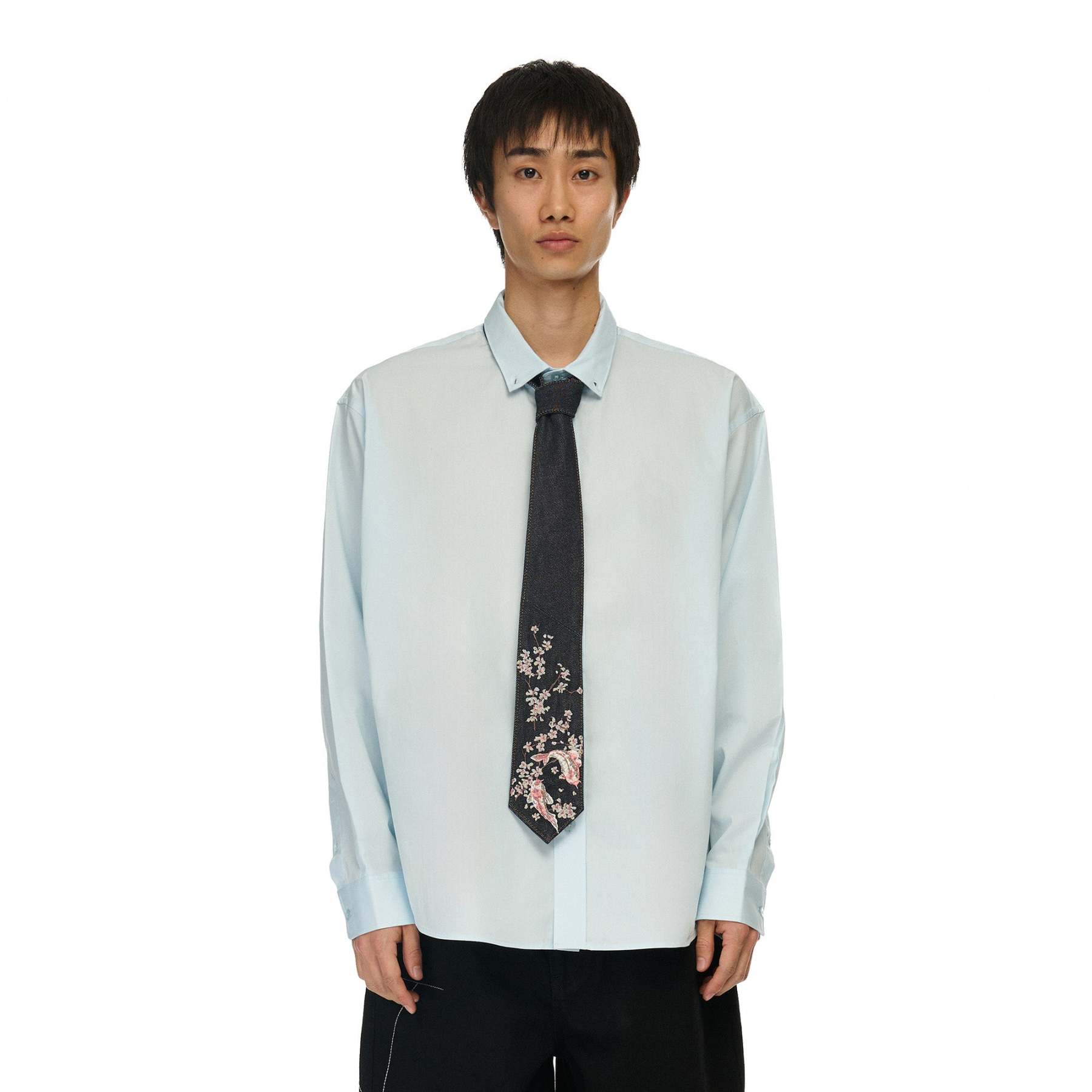 "yakuza" raw black denim tie-Fineriform