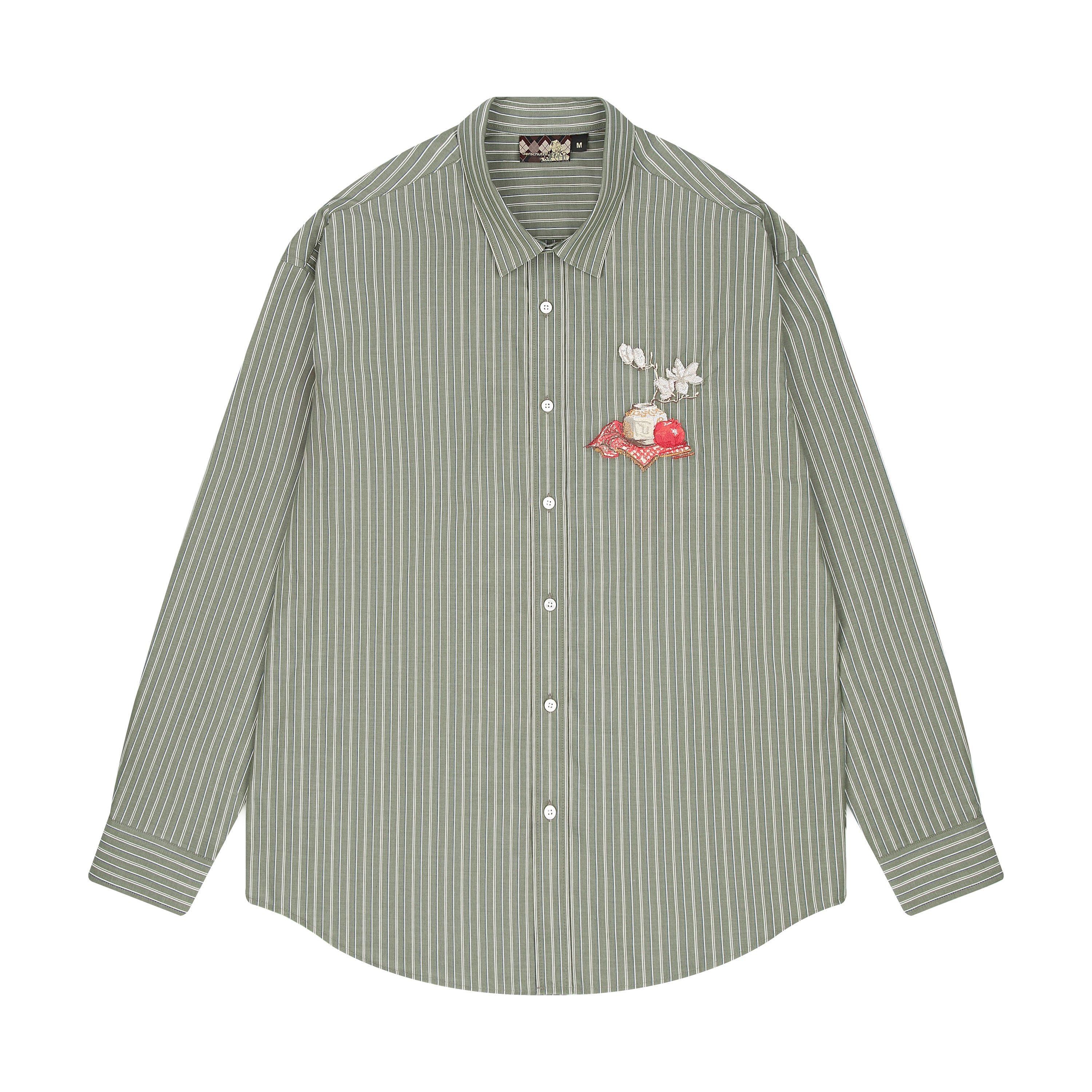 "garden of eden" green-white striped Shirt-Fineriform