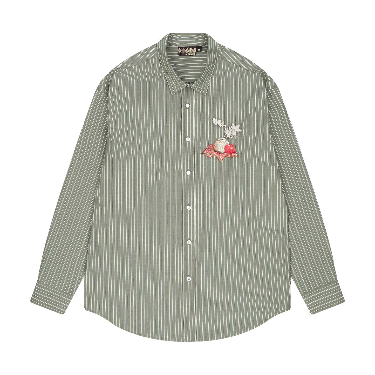 "garden of eden" green-white striped Shirt-Fineriform