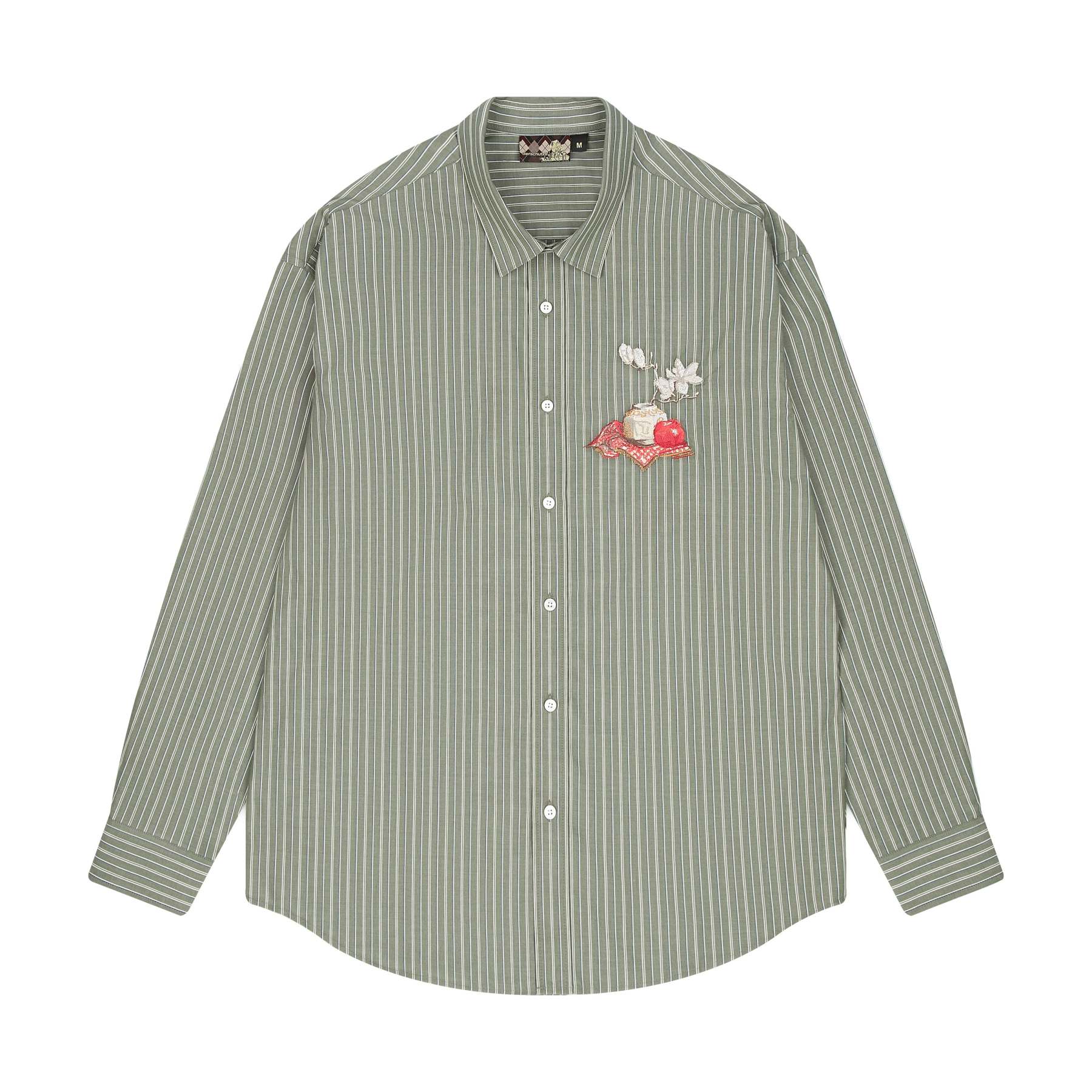 "garden of eden" green-white striped Shirt-Fineriform