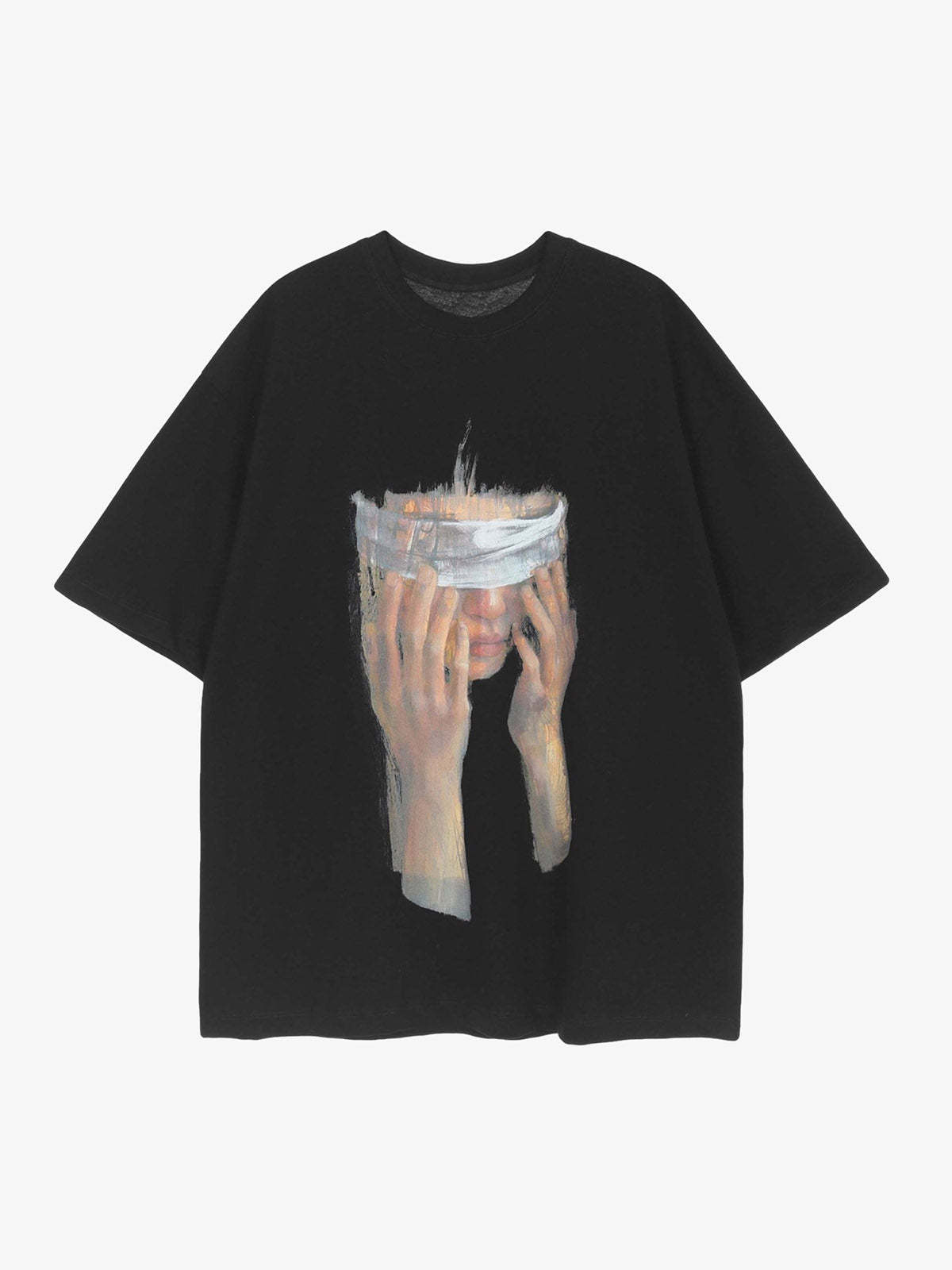 Thesupermade American Tide Loose Print Round Neck T-shirt -1640-Fineriform
