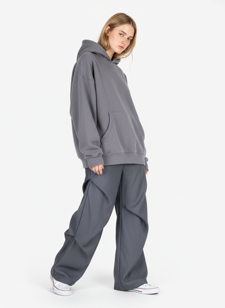 Woven Retro Cleanfit Pleated Drape Pants-Fineriform